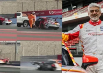 നടൻ-അജിത്തിന്റെ-കാർ-നിയന്ത്രണം-വിട്ട്-സംരംക്ഷണ-ഭിത്തിയിൽ-ഇടിച്ചു-തകർന്നു;വീഡിയോ