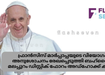 ഫ്രാൻസിസ് മാർപ്പാപ്പയുടെ വിയോഗം; അനുശോചനം രേഖപ്പെടുത്തി ബഹ്റൈൻ മലപ്പുറം ഡിസ്റ്റിക് ഫോറം അഡ്ഹോക്ക് കമ്മറ്റി