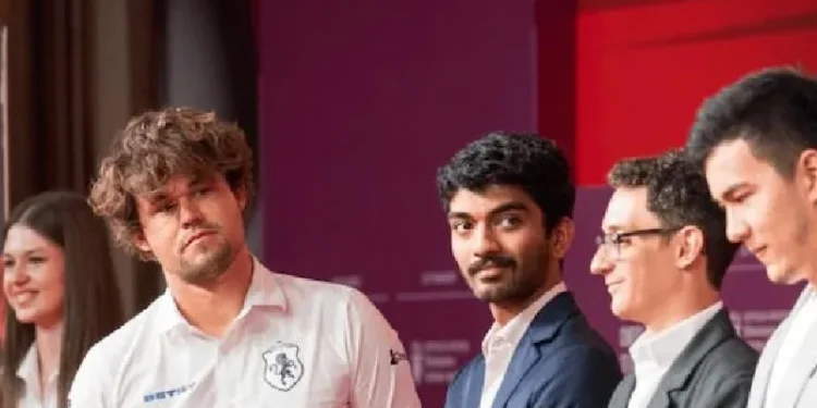 പ്രജ്ഞാനന്ദയെ-തോല്പിച്ച്-ഗുകേഷ്-;-മാഗ്നസ്-കാള്സനും-ഗുകേഷും-മുന്നില്;-ഗുകേഷ്-ദുര്ബലനായ-കളിക്കാരനെന്ന്-മാഗ്നസ്-കാള്സന്