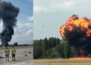 ബ്രിട്ടനിൽ-വിമാനാപകടം:-ടേക്ക്-ഓഫിനു-പിന്നാലെ-തീപിടിച്ചു-തകർന്നുവീണു;-വിമാനത്താവളം-അടച്ചു