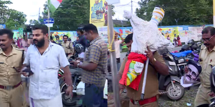 സ്വതന്ത്ര്യ-ദിന-പോസ്റ്ററിൽ-സവർക്കറുടെ-ചിത്രം;-പ്രതിഷേധത്തിനെത്തിയ-കെഎസ്യു-തൃശ്ശൂര്-ജില്ലാ-പ്രസിഡന്റിനെ-കസ്റ്റഡിയിലെടുത്ത്-പൊലീസ്