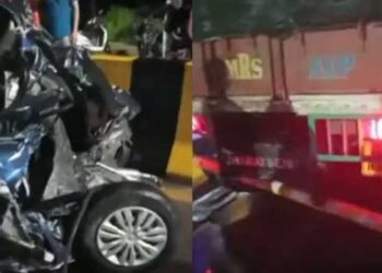 നിർത്തിയിട്ടിരുന്ന-ലോറിക്കു-പിന്നിലേക്ക്-കാറിച്ചുകയറി!!-രണ്ടു-വിദ്യാർഥികൾക്ക്-ദാരുണാന്ത്യം,-മൂന്നുപേർ‍ക്ക്-പരുക്ക്,-അപകടത്തിൽപ്പെട്ടത്-തലക്കടത്തൂർ-ജുമുഅത്തിലെ-ദർസ്-വിദ്യാർഥികൾ