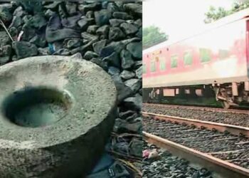 മൈസൂരു-തിരുവനന്തപുരം-കൊച്ചുവേളി-എക്സ്പ്രസ്-കടന്നുപോയ-റെയിൽവേ-ട്രാക്കിൽ-ആട്ടുകല്ല്,-കല്ല്-ട്രാക്കിനു-സമീപമല്ലാത്തതിനാൽ-വൻ-ദുരന്തം-ഒഴിവായി,-ട്രെയിൻ-അട്ടിമറി-ശ്രമമെന്നാണ്-സംശയം,-സമീപത്തെ-സിസിടിവി-ദൃശ്യങ്ങൾ-പരിശോധിക്കാൻ-പോലീസ്