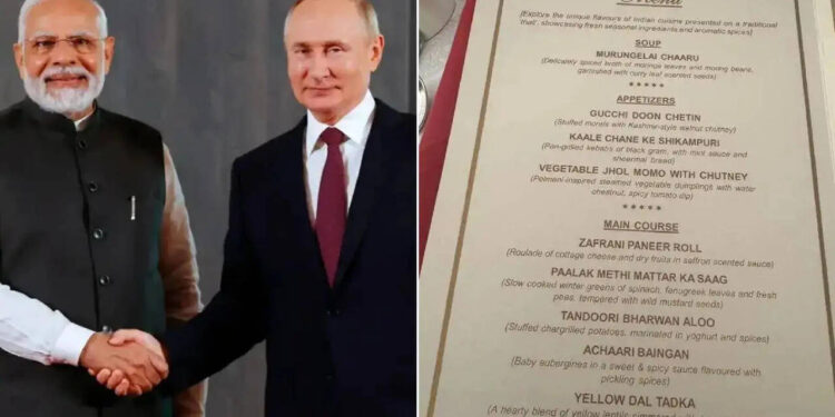 കശ്മീരി-ചട്ണി,-കുങ്കുമപ്പൂ-പനീർ-റോളുകൾ,-ബദാം-പുഡ്ഡിംഗ്…;-പുടിന്-വേണ്ടി-രാഷ്ട്രപതി-ഭവനിൽ-ഒരുക്കിയ-ഗ്രാൻഡ്-സ്റ്റേറ്റ്-ഡിന്നറിലെ-വിഭവങ്ങൾ