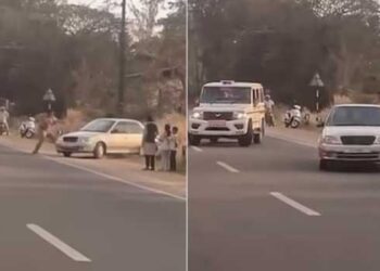 പരിശോധനയ്ക്കായി-വാഹനം-തടയവേ-എംവിഡി-ഉദ്യോഗസ്ഥനെ-കാറിടിപ്പിച്ച്-അപായപ്പെടുത്താൻ-ശ്രമം;-രക്ഷപ്പെട്ടത്-തലനാരിഴയ്ക്ക്,-ഉദ്യോ​ഗസ്ഥനെ-ഇടിപ്പിക്കാൻ-ശ്രമിച്ചത്-സ്‌കൂൾ-യൂണിഫോമിലുള്ള-വിദ്യാർഥികൾ!!-വാഹനത്തിന്റെ-രജിസ്ട്രേഷൻ-കാലാവധി-കഴിഞ്ഞതെന്ന്-കണ്ടെത്തൽ