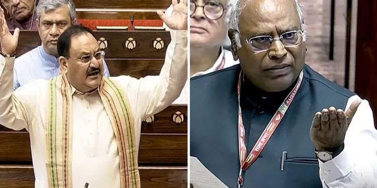 രാജ്യസഭയിൽ-മല്ലികാർജുൻ-ഖാർഗെയും-ജെ.പി-നദ്ദയും-കൊമ്പുകോർത്തു;-പ്രധാനമന്ത്രി-ഇന്ന്-സംസാരിക്കും