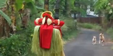 പുലർച്ചെ-പെരുവാറ്റ്-പാച്ചിൽ-ചടങ്ങിന്-ഏകനായിറങ്ങിയ-തെയ്യത്തിനു-മുന്നിലേക്ക്-കുരച്ചുചാടി-തെരുവുനായ്ക്കൾ…-തെയ്യം-അട്ടഹസിക്കുകയും-ചിലമ്പ്-കിലുക്കുകയും-ചെയ്തതോടെ-നായ്ക്കൾ-തിരിഞ്ഞോടി…