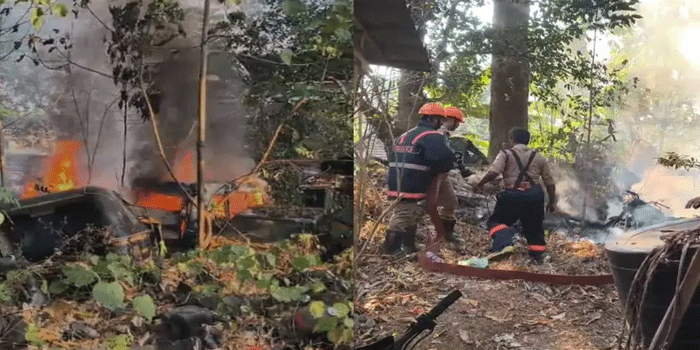 പാങ്ങോട്-പോലീസ്-സ്റ്റേഷൻ-പരിസരത്ത്-തീപിടിത്തം:-പിടിച്ചിട്ട-വാഹനങ്ങൾ-കത്തി-നശിച്ചു