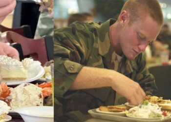 ഇറാനെ-തകർക്കാനുള്ള-പടപ്പുറപ്പാടോ-‘ലോബ്സ്റ്റർ-വിരുന്ന്?-മേശപ്പുറത്ത്-സ്റ്റേക്ക്,-ലോബ്സ്റ്റർ,-ക്രാബ്-ലെഗ്സ്,-പൈ-തുടങ്ങിയ-വിഭവങ്ങൾ….-ആമേരിക്കൻ-സൈനീകർക്ക്-‘അവസാന-വിരുന്ന്’-ഒരുക്കി-ട്രംപ്…-ചിത്രങ്ങൾ-വൈറൽ